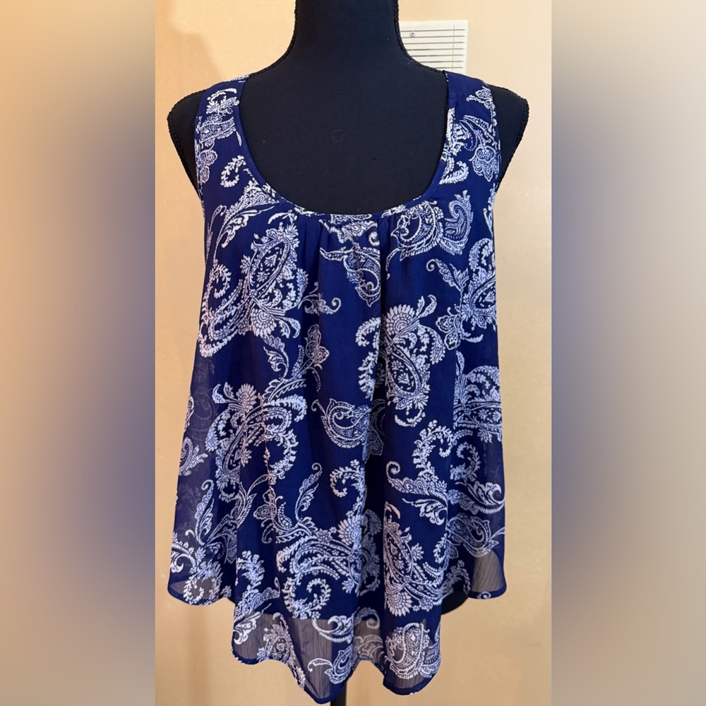 Ambiance Blue and White Paisley Blouse